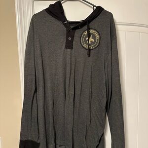New Orleans Saints Gray and Black Hooded Long Sleeve Shirt